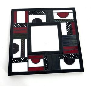 Mark Lewanski Mosaic Mirror Italianate Studio Art Glass Wall Decor Red Black
